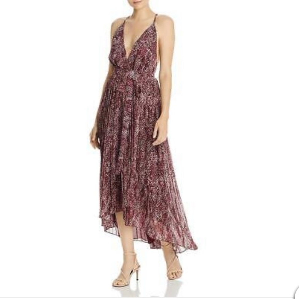 Fame and Partners Snake Print Wrap Dress Burgundy